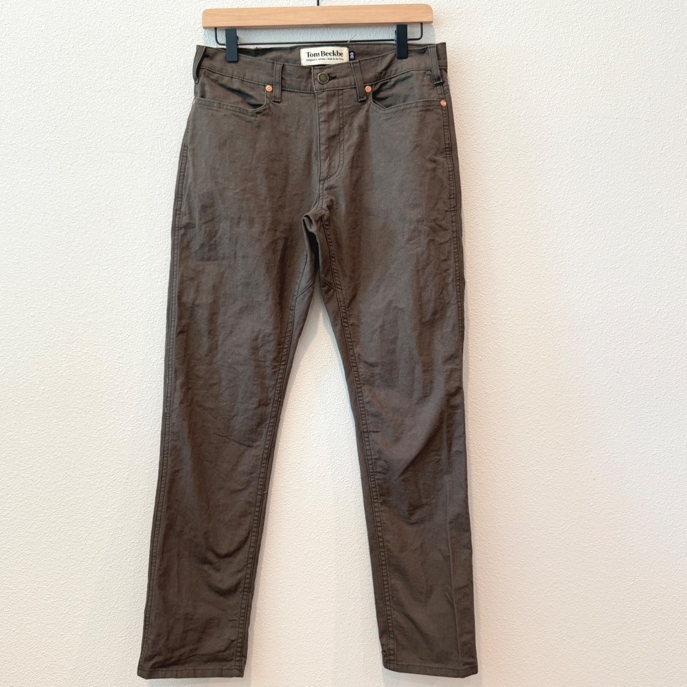 TOM BECKBE Mens Chino Pants Size 30 Brown Straight Leg Cotton Outdoors Utility